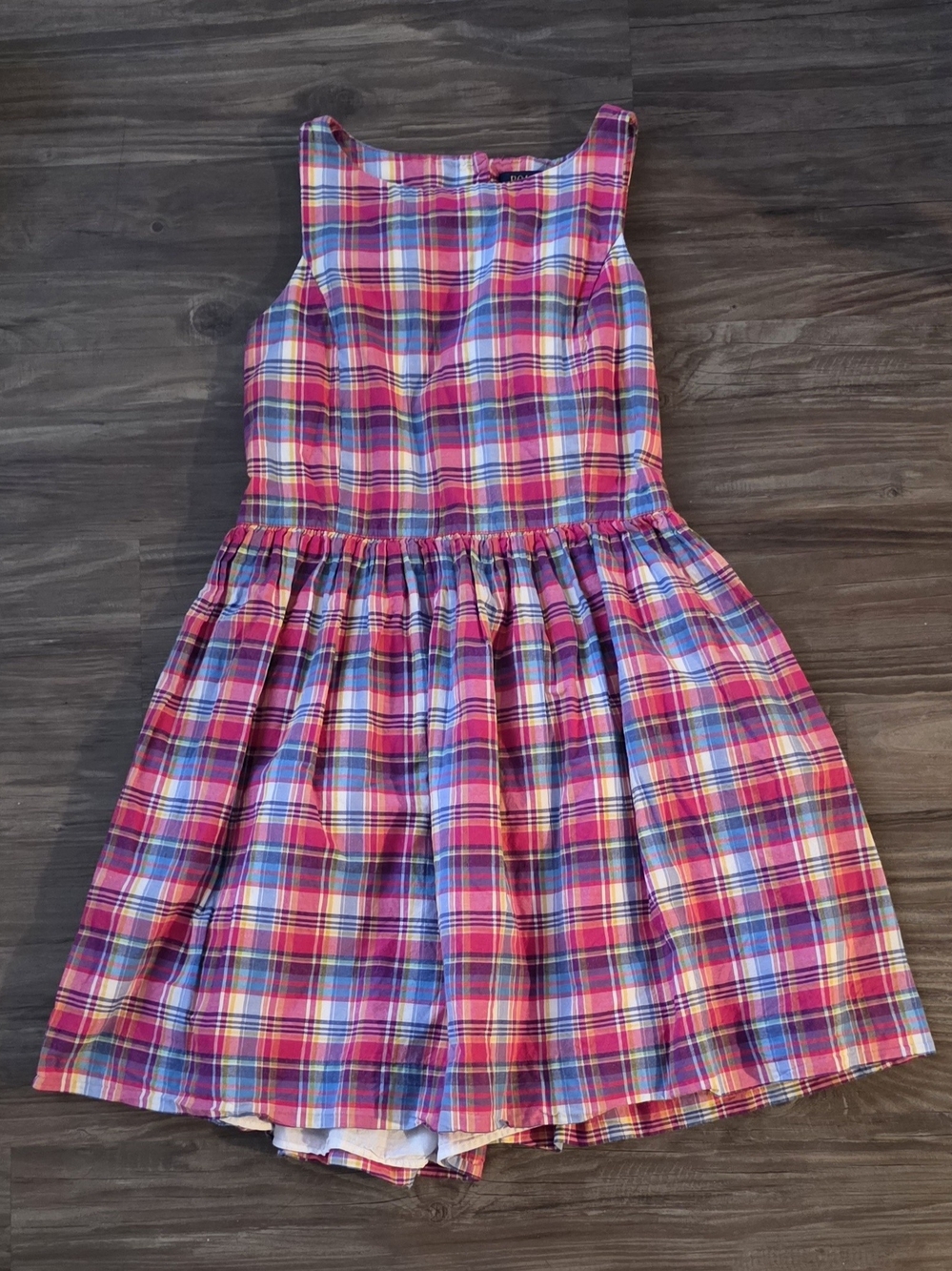 Polo Ralph Laurrn Girls Pink Plaid Sleeveless Dress 16